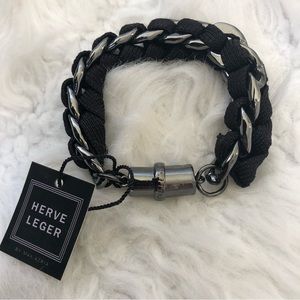AUTHENTIC Herve Leger Silver Black Magnetic Chain Bracelet